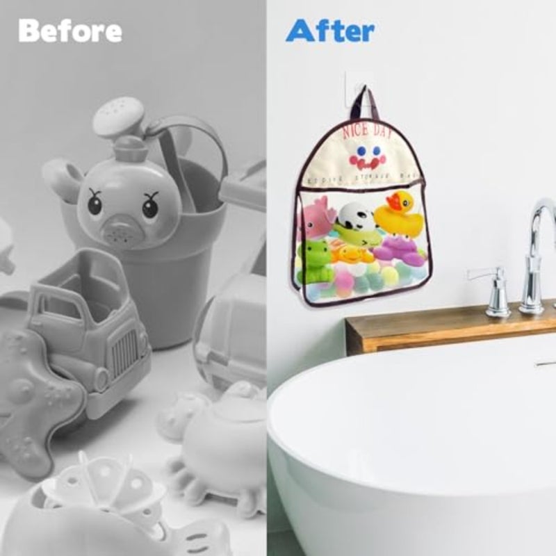 4 x Mesh Bath Toy Organizer The Perfect Bathtub Toy Holder and Bathroom or Shower Caddy These Multi-use Net Bags Make Baby Bath Toy Storage Easy For and Toddlers - Image 3