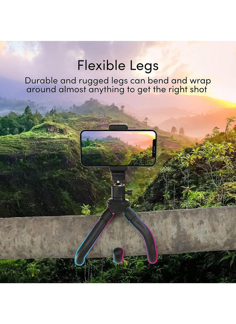 LIXES - Phone Tripod - iPhone Tripod Stand - Adjustable Mini Tripod Stand - Cell Phone Tripod with Universal Mount for All Smartphones and Digital Cameras, Black - Image 1