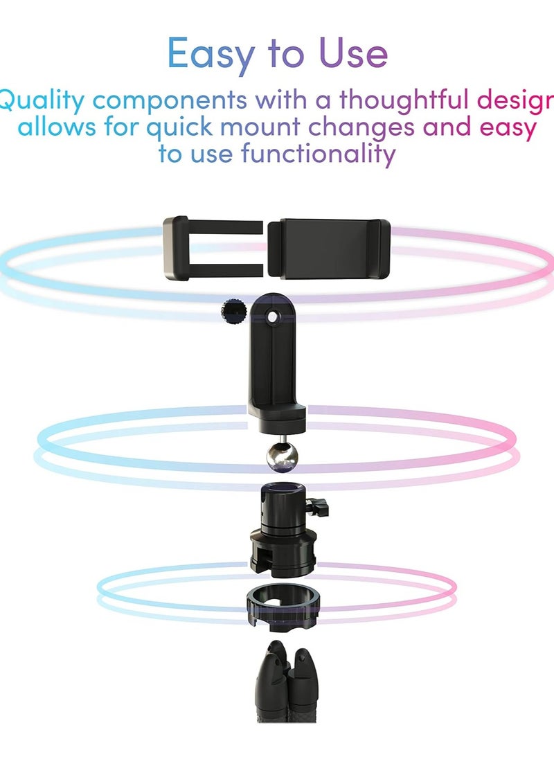 LIXES - Phone Tripod - iPhone Tripod Stand - Adjustable Mini Tripod Stand - Cell Phone Tripod with Universal Mount for All Smartphones and Digital Cameras, Black - Image 1