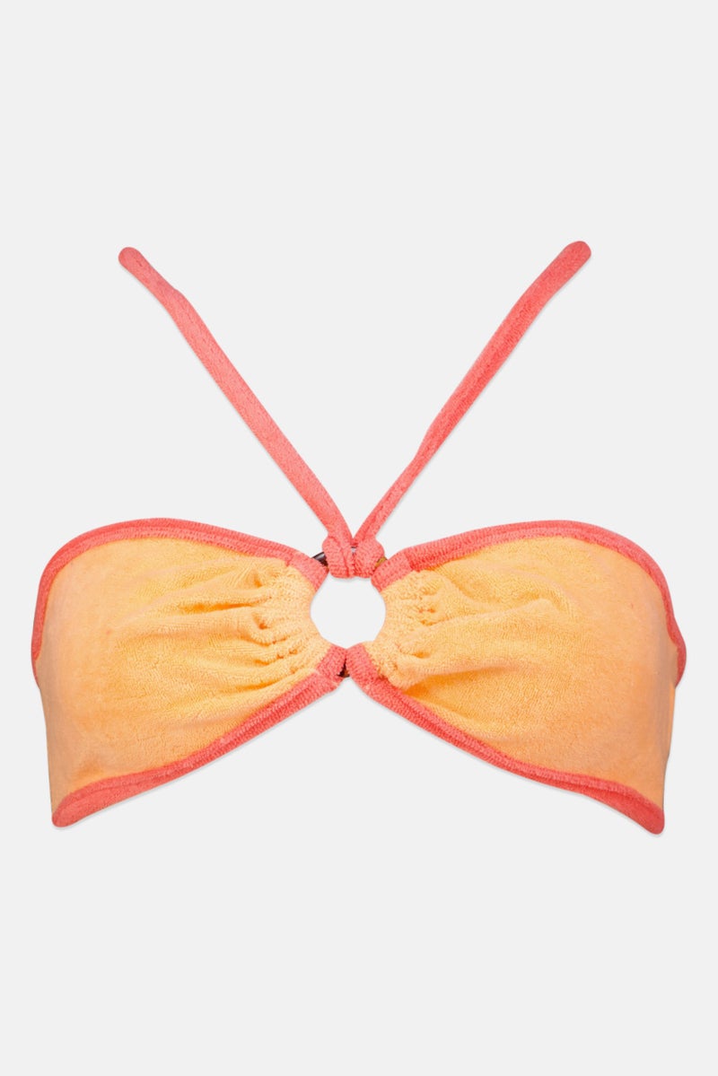 boohoo Women Knitted Non Padded Bikini Top, Orange - Image 1