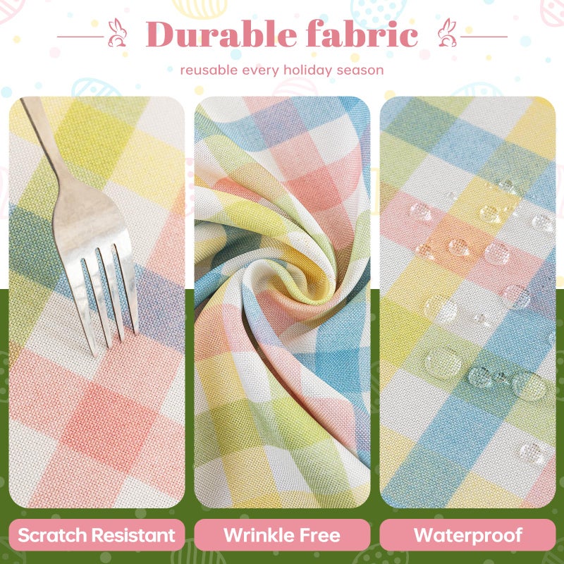 Jia le JIALE Easter Gingham Tablecloth for Rectangle Tables, Spring Buffalo Check Wrinkle Free Fabric Table Cloth, Plaid Table Cover for Kitchen Dinner Outdoor Birthday Party Decor, 52"x70", Yellow Green - Image 3