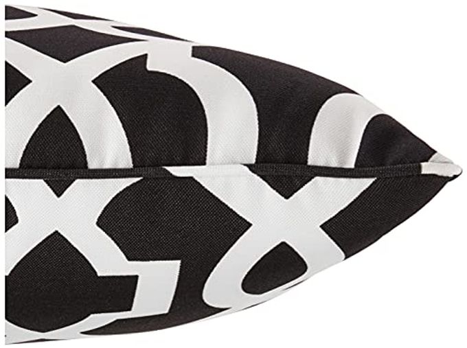 Pillow Perfect Trellis Indoor/Outdoor Throw Pillows, 2 Count, Lumbar 11.5 x 18.5, Black New Geo - Image 2