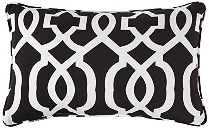 Pillow Perfect Trellis Indoor/Outdoor Throw Pillows, 2 Count, Lumbar 11.5 x 18.5, Black New Geo - Image 4