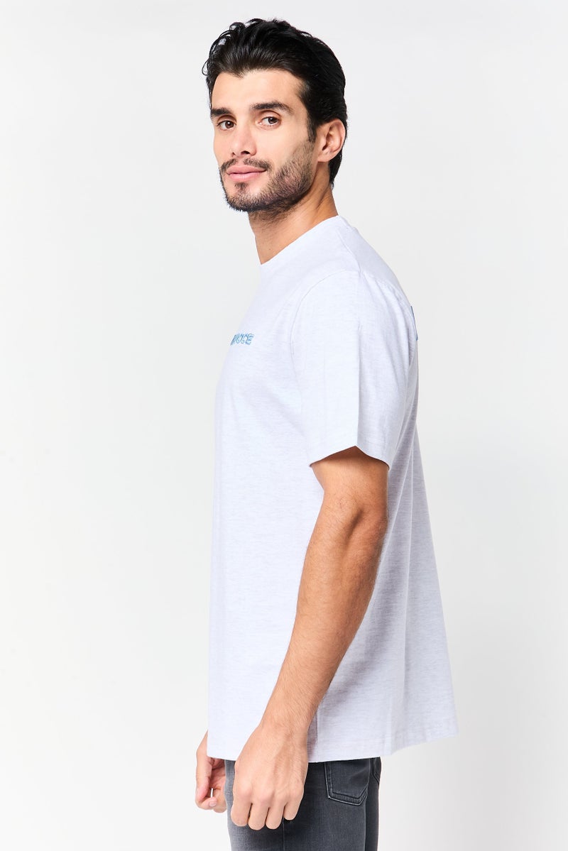 Nicce Men Crew Neck Short Sleeve Embroidered Logo T-Shirt, Grey - Image 3