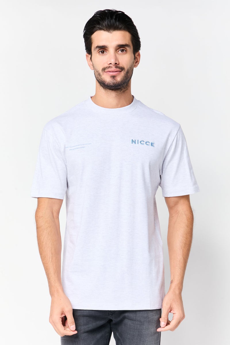 Nicce Men Crew Neck Short Sleeve Embroidered Logo T-Shirt, Grey - Image 1