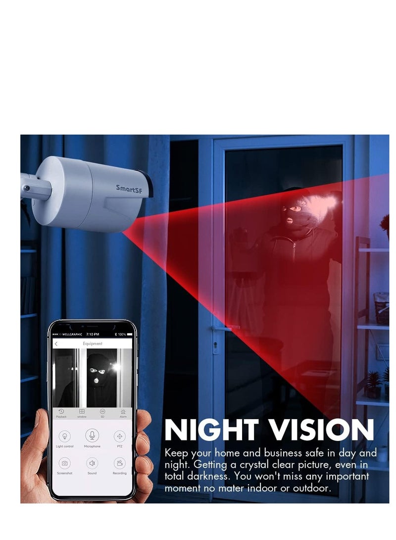 1080P Wifi NVR Surveillance Kit with 1TB Hard Drive,Wireless Security Camera System CCTV Surveillance Systems,(4) 2.0 MP 1080P Weatherproof Wireless Indoor Outdoor Bullet IP Cameras,Night Vision - Image 2