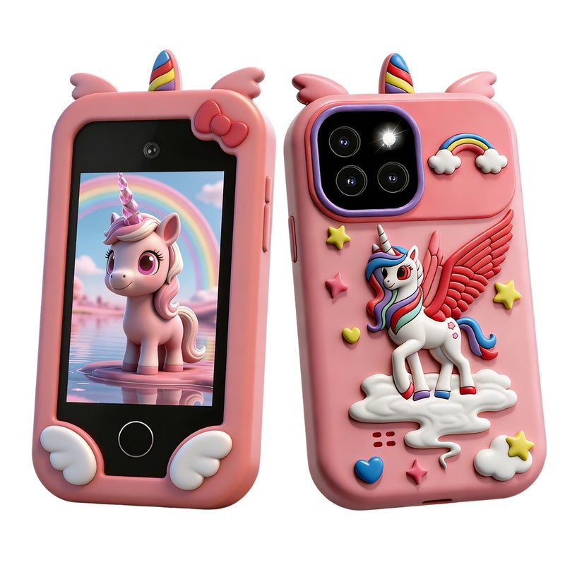 2 8 Inch Touchscreen Kids Phone Toy With Dual Cameras For Photos And Videos Music Playback Interactive Storybooks Creative Games Fun Entertaining Gift For Boys And Girls Blue - Image 1