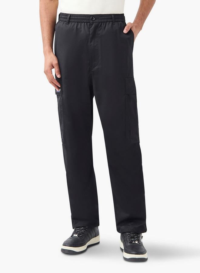 SP Characters Typographic Applique Cargo Pants with Pockets - Image 1