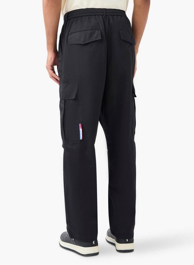 SP Characters Typographic Applique Cargo Pants with Pockets - Image 3