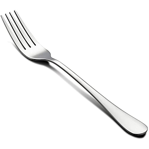 LIANYU Dinner Forks Set of 12, 8 Inches Large Stainless Steel Silver Forks, Metal Silverware Flatware Cutlery Set, Mirror Finish & Dishwasher Safe - Image 1