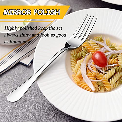 LIANYU Dinner Forks Set of 12, 8 Inches Large Stainless Steel Silver Forks, Metal Silverware Flatware Cutlery Set, Mirror Finish & Dishwasher Safe - Image 4
