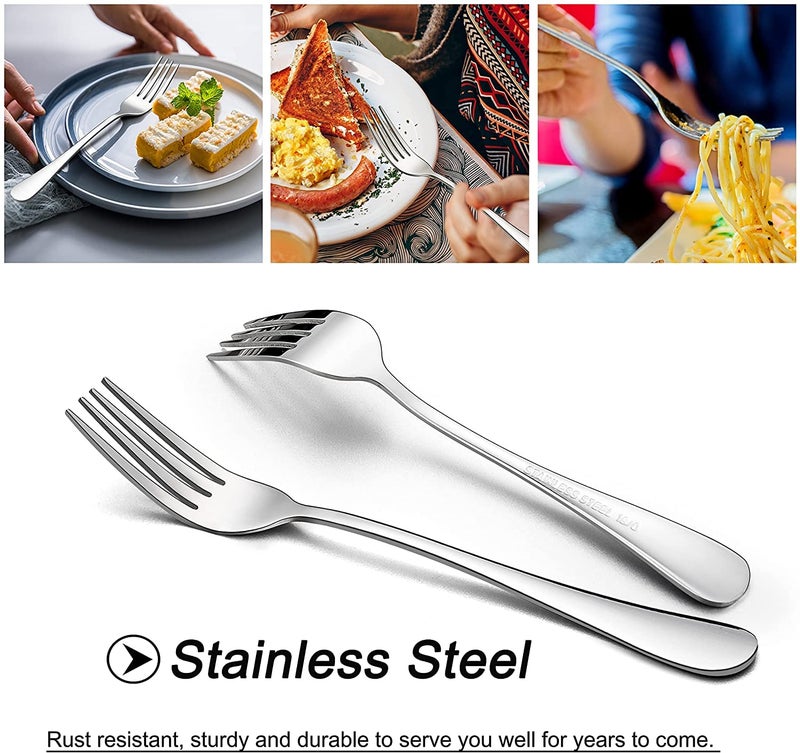 LIANYU Dinner Forks Set of 12, 8 Inches Large Stainless Steel Silver Forks, Metal Silverware Flatware Cutlery Set, Mirror Finish & Dishwasher Safe - Image 3