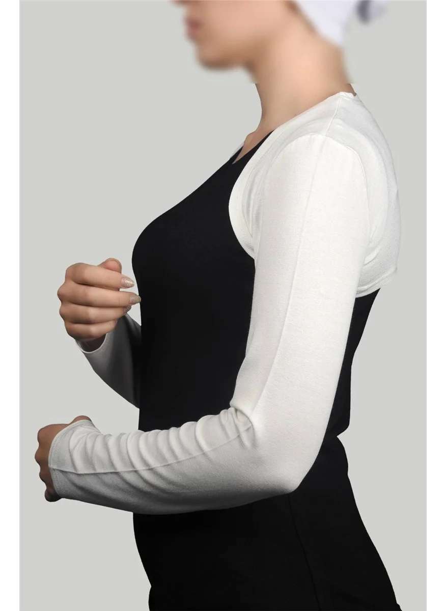 Altobeh Long Sleeve Hijab Bolero - Ecru