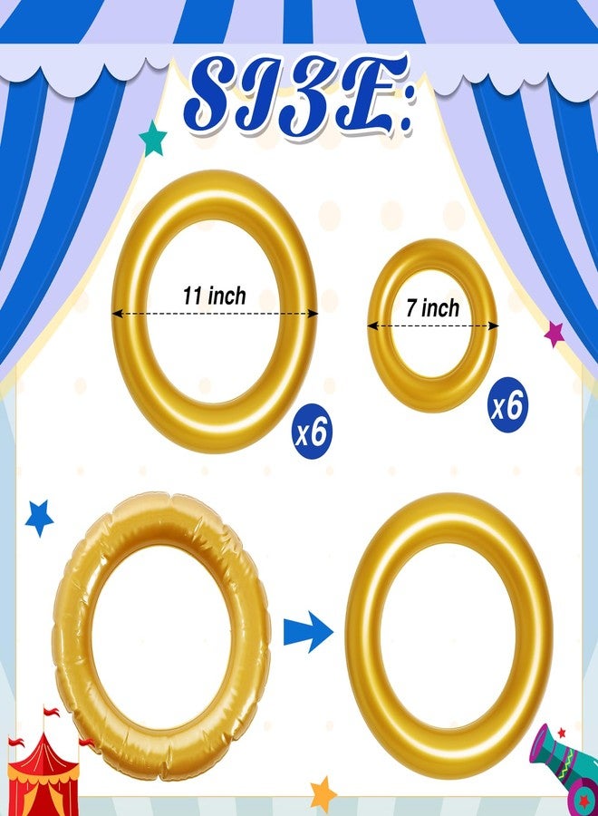 Hollowfly 6 Pcs Cartoon Party Decor Inflatable PVC Gold Rings Balloon, Cartoon Themed Birthday Party Supplies for Gamer's Birthday Decor Favors - Image 2