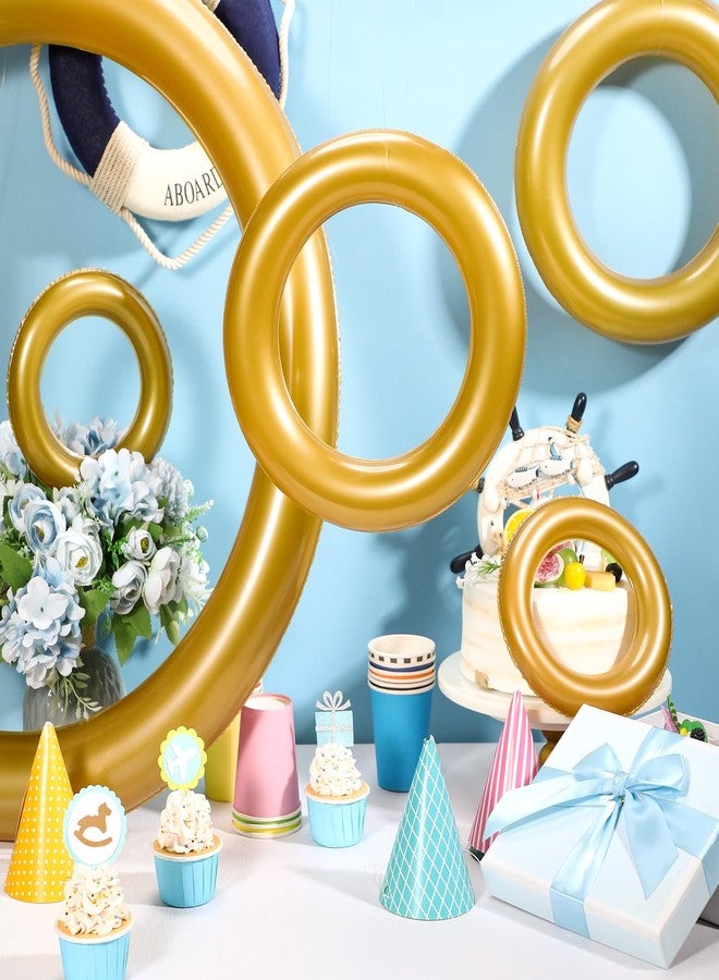 Hollowfly 6 Pcs Cartoon Party Decor Inflatable PVC Gold Rings Balloon, Cartoon Themed Birthday Party Supplies for Gamer's Birthday Decor Favors - Image 3