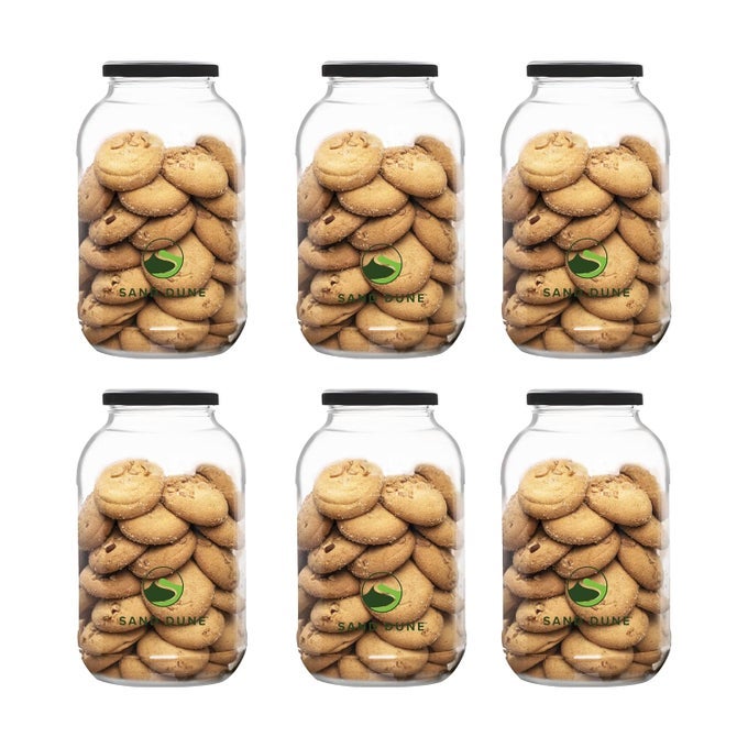 SET OF 6 1000 ML EACH STORAGE GLASS JAR TRANSPARENT BPA FREE STORAGE JAR CONTAINERS FOR KITCHEN PANTRY FOR COOKIES DRY FRUITS MASALA SPICES CEREAL AND FLOUR 1000 ML PACK OF 6
