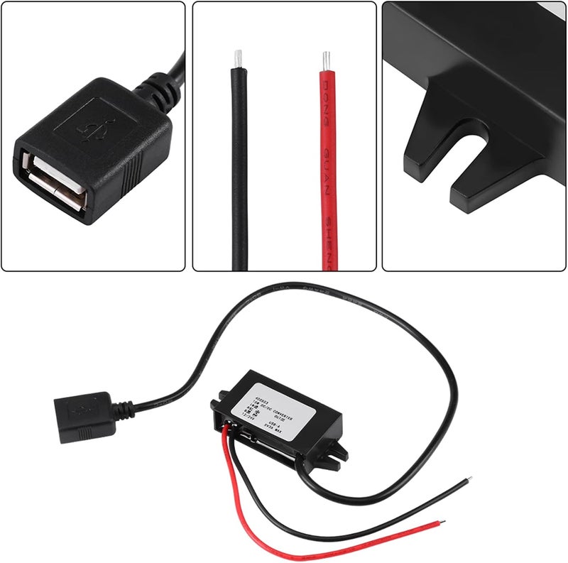 klarako 1pc DC to DC Buck Adapter 12V/24V to USB 5V 3A Converter Regulator Cable Wires Converter Buck Module USB Output Power Adapter DC Power Adapter Converter DC to DC Regulator Car Power Converter - Image 5