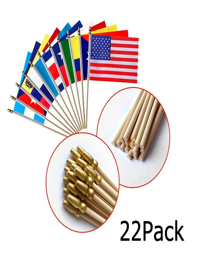 LyButty 22 Countries Spanish Speaking Flags on Wood Stick Small Mini Latin American Latino Hand Held Flags for Heritage Hispanic Month Decorations,5x8 Inch - Image 3
