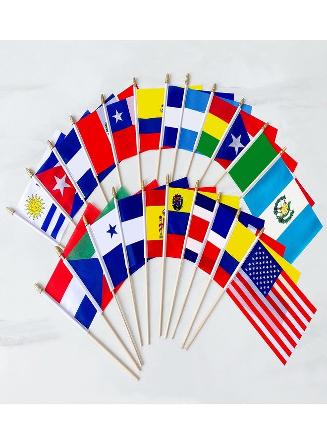 LyButty 22 Countries Spanish Speaking Flags on Wood Stick Small Mini Latin American Latino Hand Held Flags for Heritage Hispanic Month Decorations,5x8 Inch - Image 5