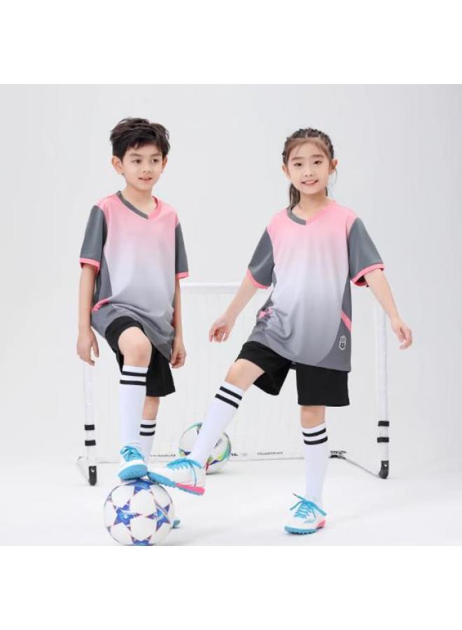 8870 Gray Children's Football Uniform Set Quick-drying Kindergarten Primary And Secondary School Students Training Camp Short-sleeved Clothing Women's Printed Team Uniform