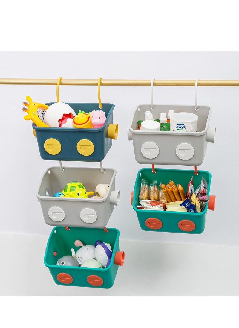 KASTWAVE - Bath Toy Storage Organizer Basket 3 Layers Colorful Robot Modeling Wall Mounted Kids Hanging Shower Caddy with Hooks for Shampoo - Image 1