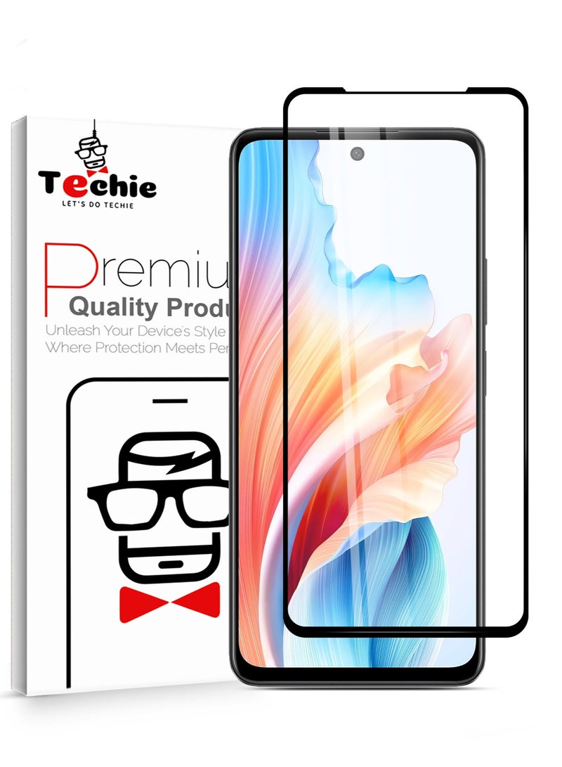 Techie واقي شاشة كامل من الزجاج المقوى عالي الجودة بدرجة صلابة 10H لهاتف Oppo A79 - مضاد للخدش ومضاد لبصمات الأصابع ومضاد للفقاعات - Image 1