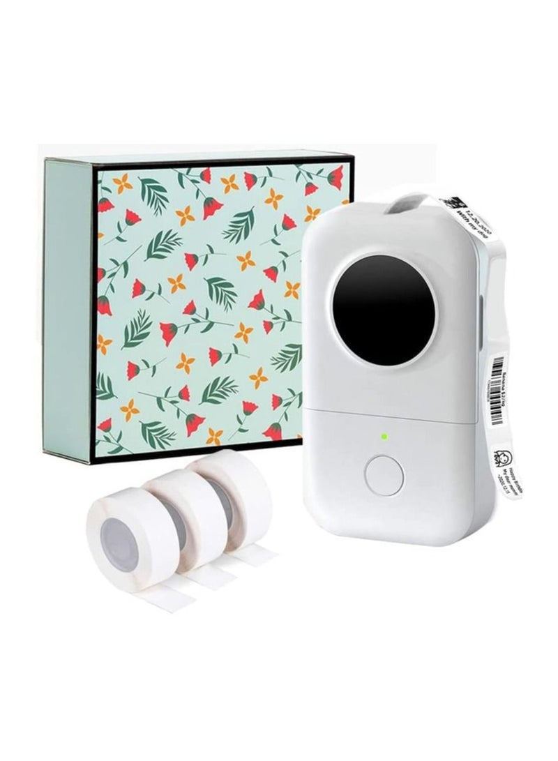 D30 Label Maker, Small Label Printer Handheld Portable Bluetooth with 3 White Roll Tape for Small Business Home Office Compatible - White - Image 1