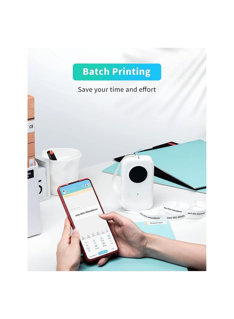 D30 Label Maker, Small Label Printer Handheld Portable Bluetooth with 3 White Roll Tape for Small Business Home Office Compatible - White - Image 2