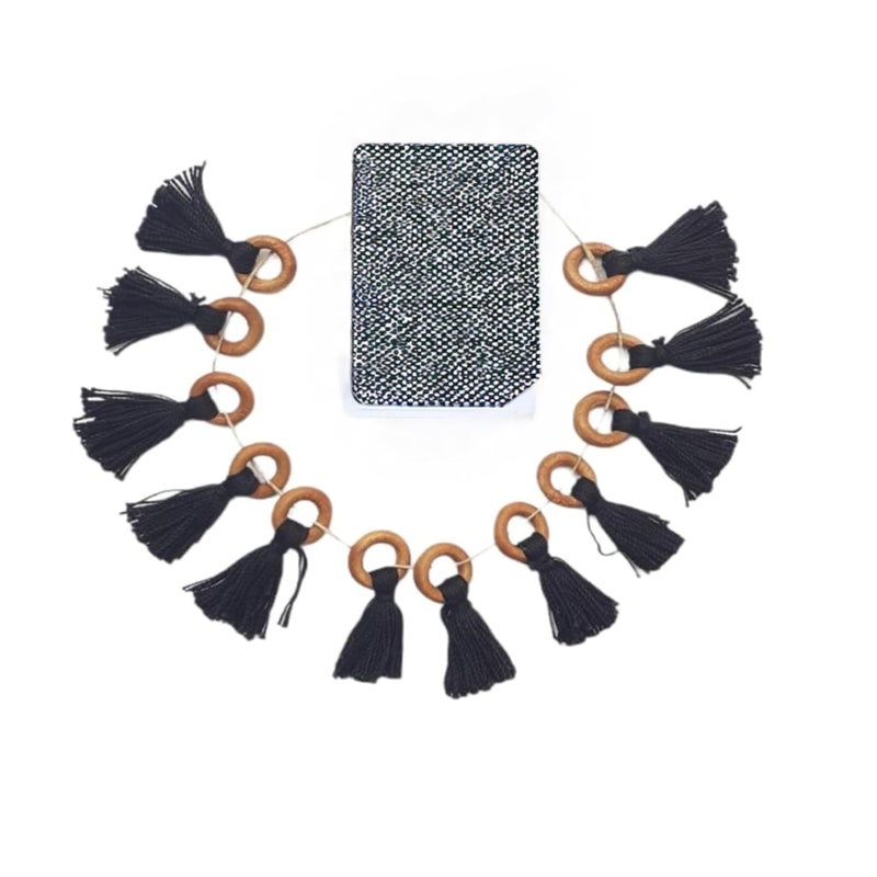 Malena Enterprises Navy Blue Tassel with Wooden Ring Uses in Wall Hanging Latkan for Saree Pallu Dupatta Pack of 10 Size25  - Image 1