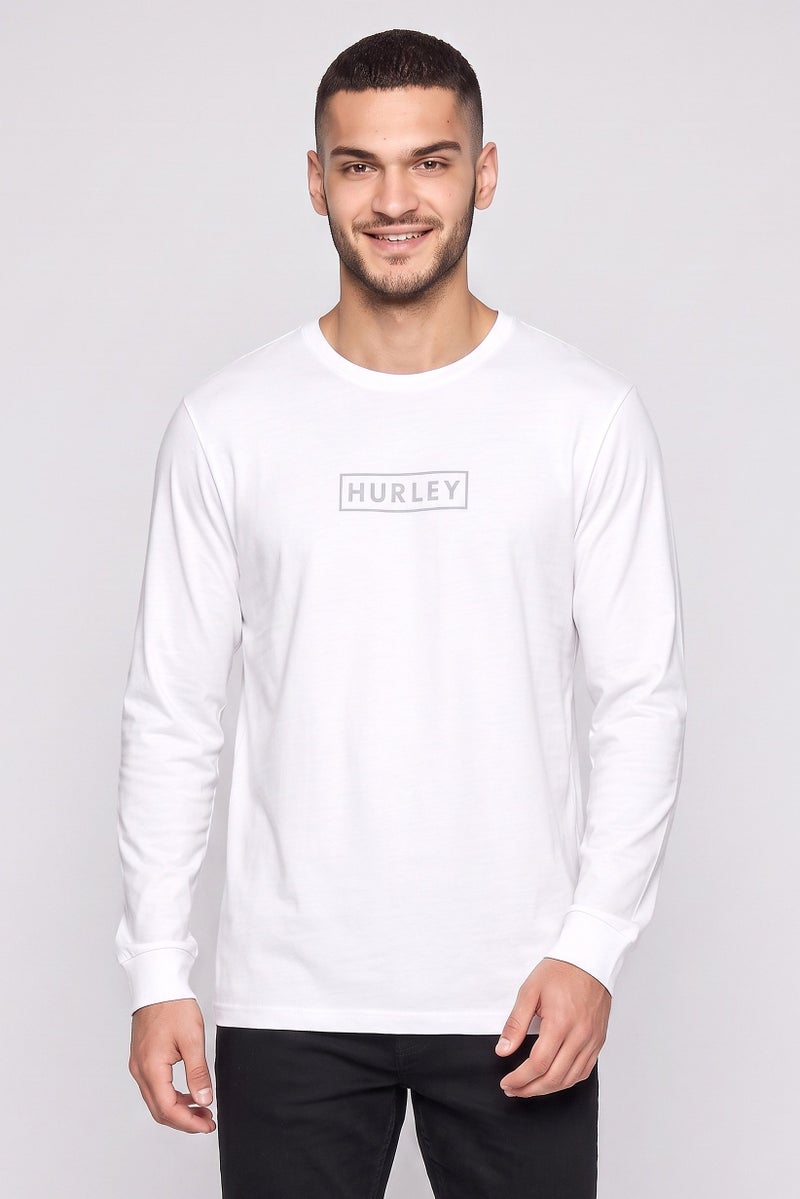 Hurley Men Sportswear Fit Long Sleeve Outdoor T-Shirt, White - Image 1