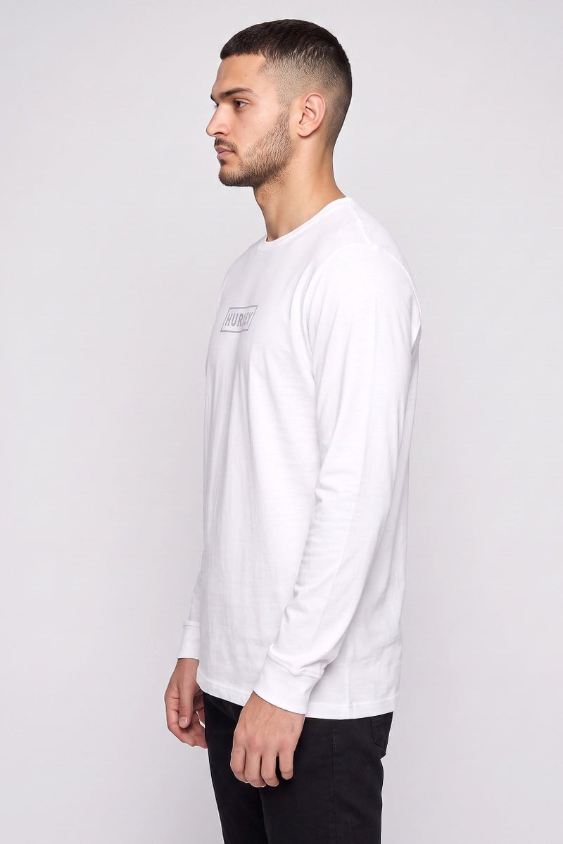 Hurley Men Sportswear Fit Long Sleeve Outdoor T-Shirt, White - Image 3