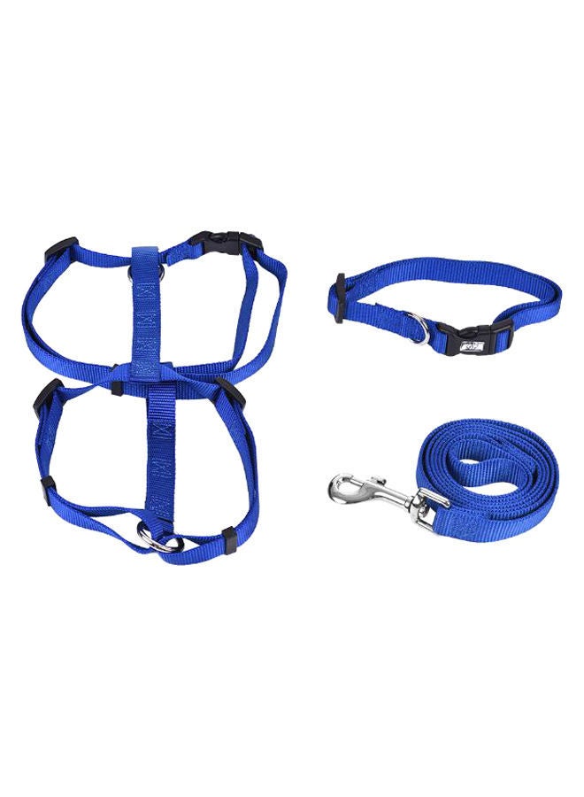 NIBEMINENT 3-Piece Dog Collar Harness And Leash Set Blue XS/S/M/L