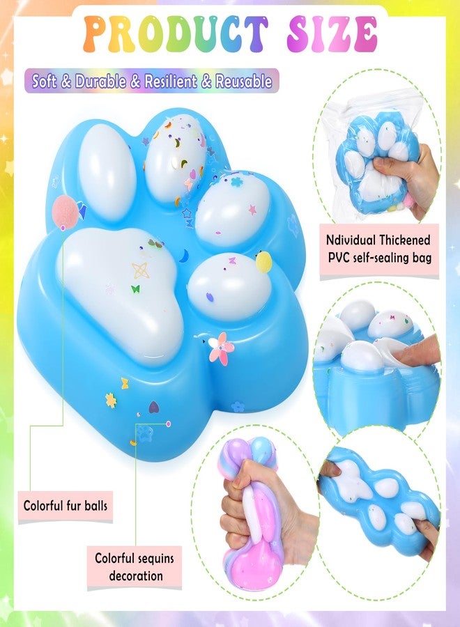 Arrowbash 5 Pack 5 Inch Giant Cat Paw Taba Squeeze, Big Cat Paw Squeeze Colorful Large Taba Soft Silicone Handmade Stretchable Springy Gifts for Adult Office Stress Relief Birthday Novelty (Sequin) - Image 3