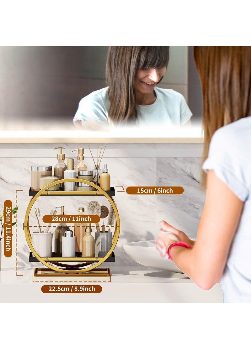 Bluejw 2 Tier Cosmetic Display Tray For Bathroom Counter Organizer Make Up Storage Makeup Organizer And Storage Perfume Organizer For Bathroom Organizer Vanity Skincare Organizers - Image 2