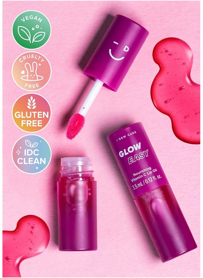 I DEW CARE - Lip Oil Gloss Glow Easy ; With Jojoba Seed Oil With Vitamin C Pigmented Glossy Lip Stain Hydrating Korean Makeup Pink Color 0.12 Fl Oz - Image 1