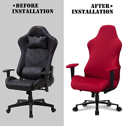 Deisy Dee Slipcovers Cloth Stretch Polyester Chair Cover for Reclining Racing Gaming Chair (Only Chair Covers) (red) - Image 3