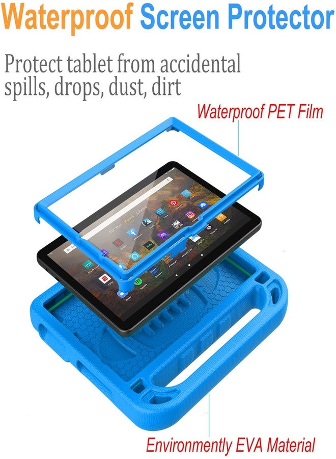 BMOUO جراب BMOUO للأطفال لجهاز Fire HD 10 و Fire HD 10 Plus اللوحي (الجيل الحادي عشر، إصدار 2021)، مع واقي شاشة، وحامل بمقبض مقاوم للصدمات. جراب للأطفال لجهاز Amazon Fire HD 10 اللوحي و Fire HD 10 Plus، أزرق. - Image 3