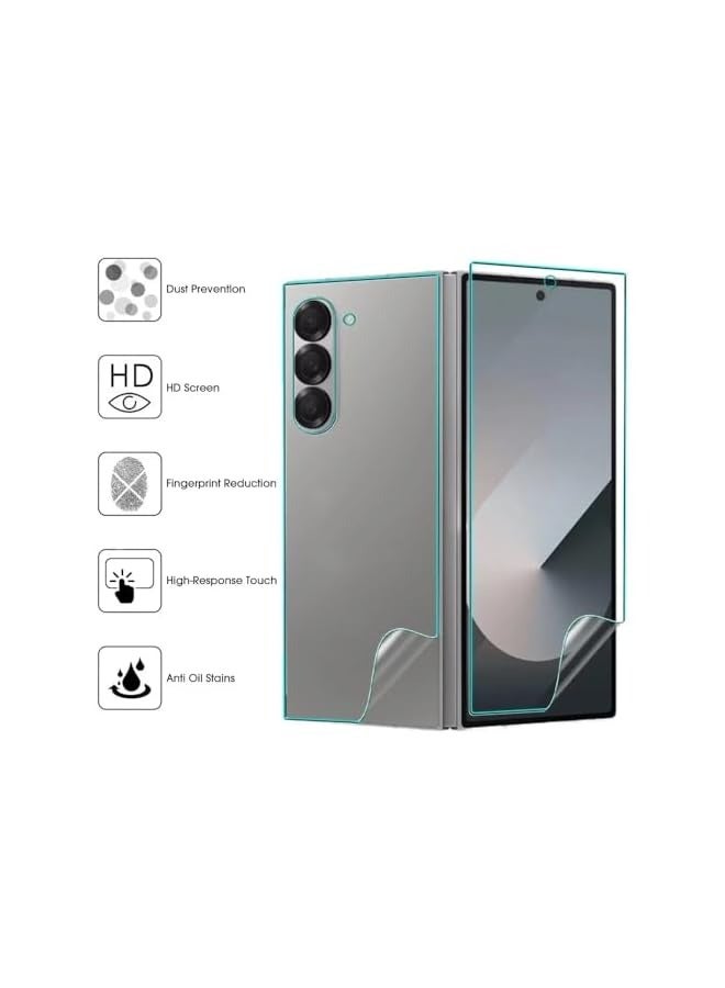 بروماس 3IN1 Hydrogel Film لهاتف Galaxy Z Fold 6 واقي شاشة أمامي خلفي غطاء كامل هيدروجيل شفاف من مادة TPU فيلم مضاد للانفجار غير مقسى لهاتف Galaxy Z Fold6 5G - Image 3