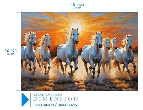 Fliptic Paper 7 Running Horses Vastu Wall Poster for Home Decoration & Vastu Remedies Digital Reprint 12 inch x 18 inch Poster - Image 4