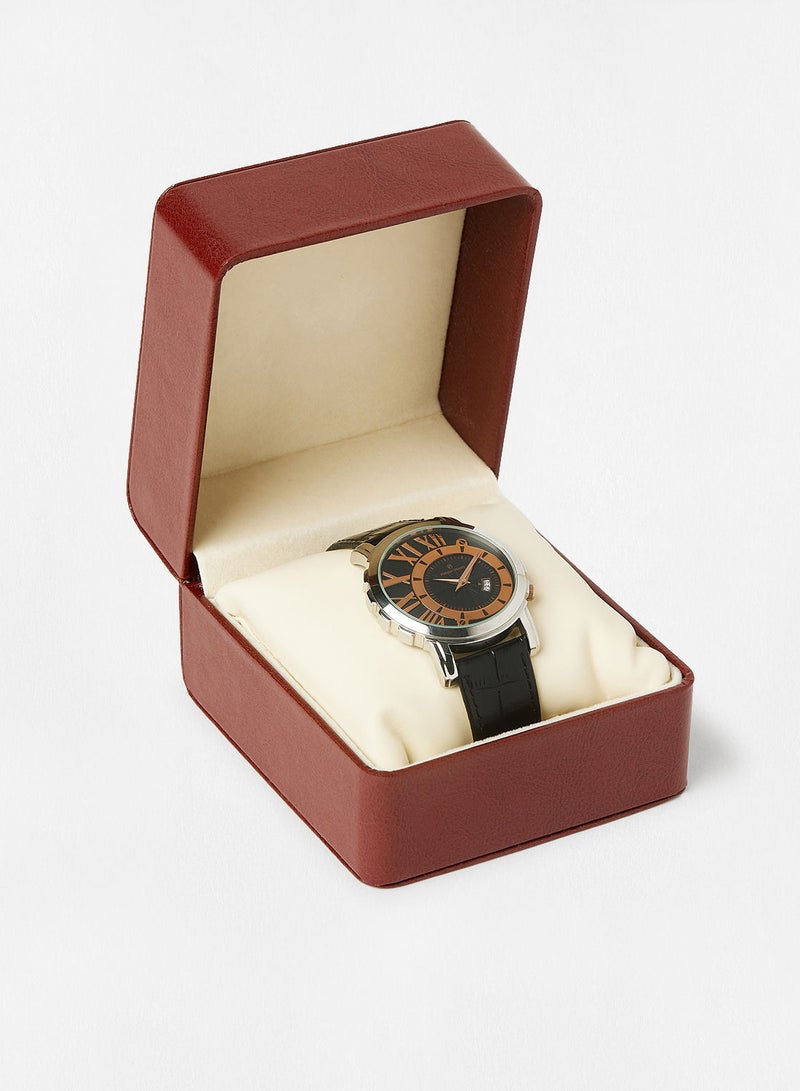 Philippe Moraly Leather Strap Analog Wrist Watch L1017CRBB - 43mm - Black - Image 5