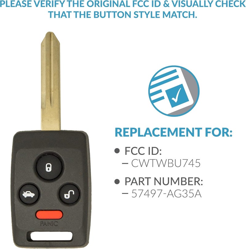 Keyless2Go Replacement 4 Button Remote Key Combo for Subaru CWTWBU745 DA34 4D62 - Image 4