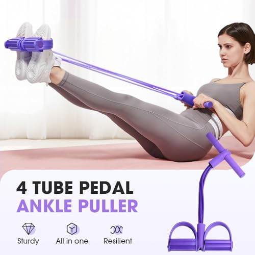 ULTRINA Pull Reducer Training Bands Natural Rubber 4 Tubes Body Trimmer, Pedal Exerciser, Yoga Crossfit Exercise, Arm Exercise, Tummy Full-Body Building Workouts for Men and Women Multicolor. (Pull Reducer) - Image 2