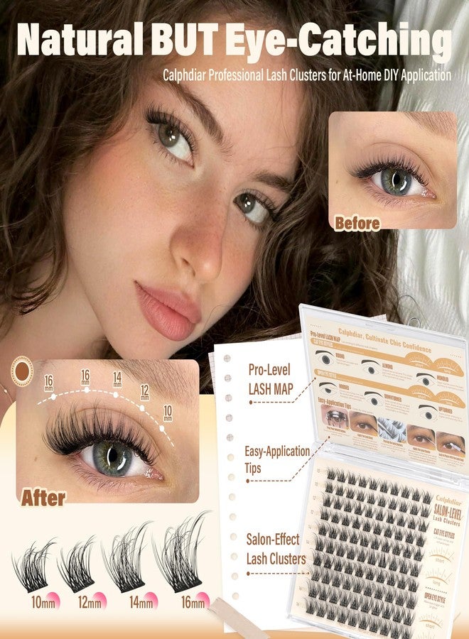 calphdiar Wispy Lash Clusters Fluffy Eyelash Clusters Natural Spider Lashes Clusters D Curl Cluster Eyelash Extensions Individual Lashes 10-16mm Eyelashes Cluters DIY Soft Glam Lash Extensions - Image 4