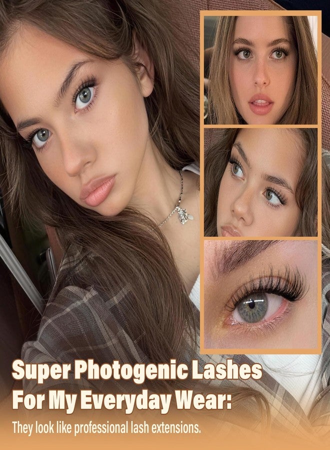 calphdiar Wispy Lash Clusters Fluffy Eyelash Clusters Natural Spider Lashes Clusters D Curl Cluster Eyelash Extensions Individual Lashes 10-16mm Eyelashes Cluters DIY Soft Glam Lash Extensions - Image 2