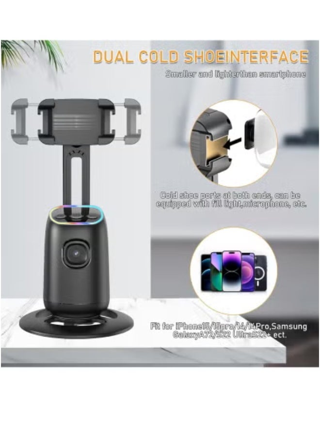 JAJEEK P05 Auto Face Tracking 360° Smart Phone Holder with AI Gesture Control – Smart Gimbal Stabilizer Stand with Adjustable Lens & LED Lights for Vlogging, Live Streaming, Selfies, TikTok, YouTube – Tripod Compatible Mobile Camera Mount  - Image 2