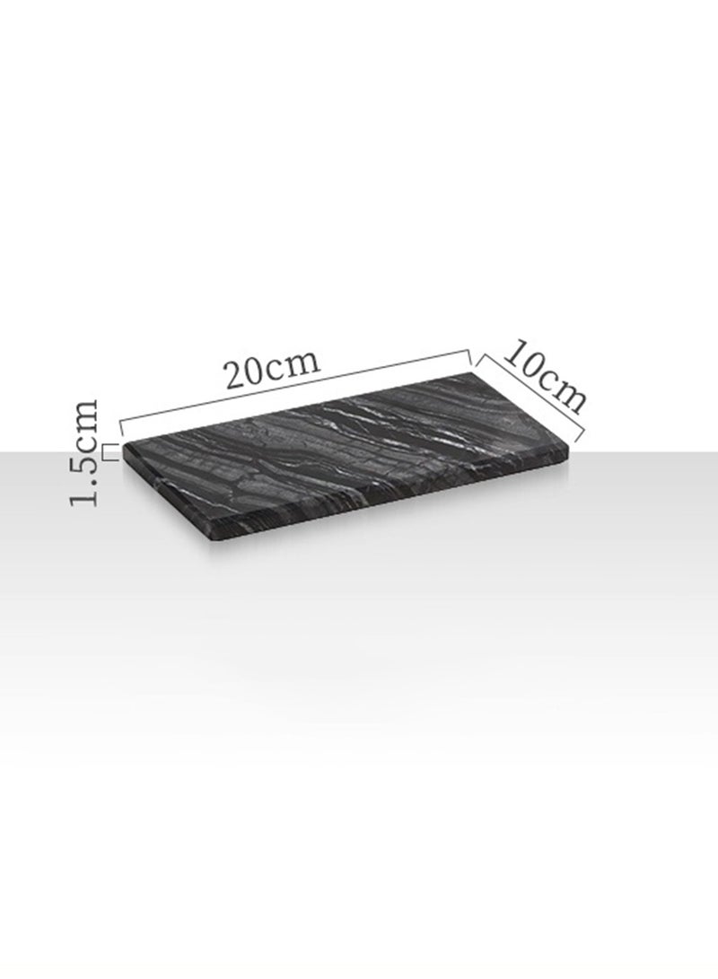 FUKE Natural Marble Tray Bathroom Ancient Wood Grain Marble Rectangular Vanity Tray Trays    Stone Tray for Jewelry, Cosmetics, Candles, Lotion, Perfume and Home Decor Wood Grain(Black,10*20cm) - Image 1