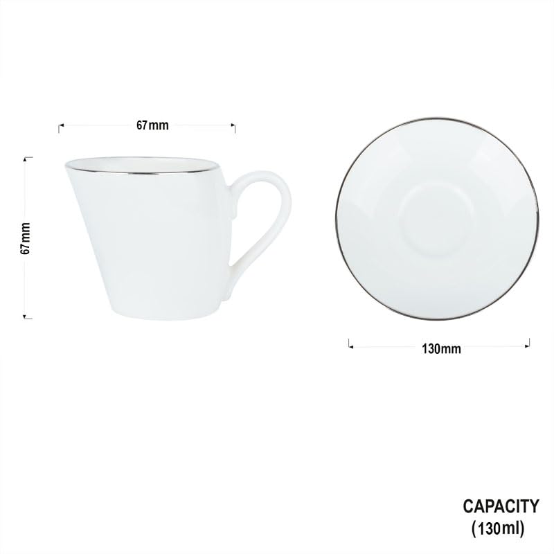 Dandy lines England by DATA Dandy Lines Lara Platinum Band 50001 Cups and Saucers Tea Cup and Saucer Set Mugs and Saucer Set for Tea CoffeePack of 12 - Image 5