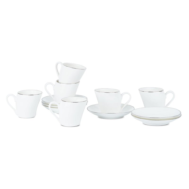 Dandy lines England by DATA Dandy Lines Lara Platinum Band 50001 Cups and Saucers Tea Cup and Saucer Set Mugs and Saucer Set for Tea CoffeePack of 12 - Image 2