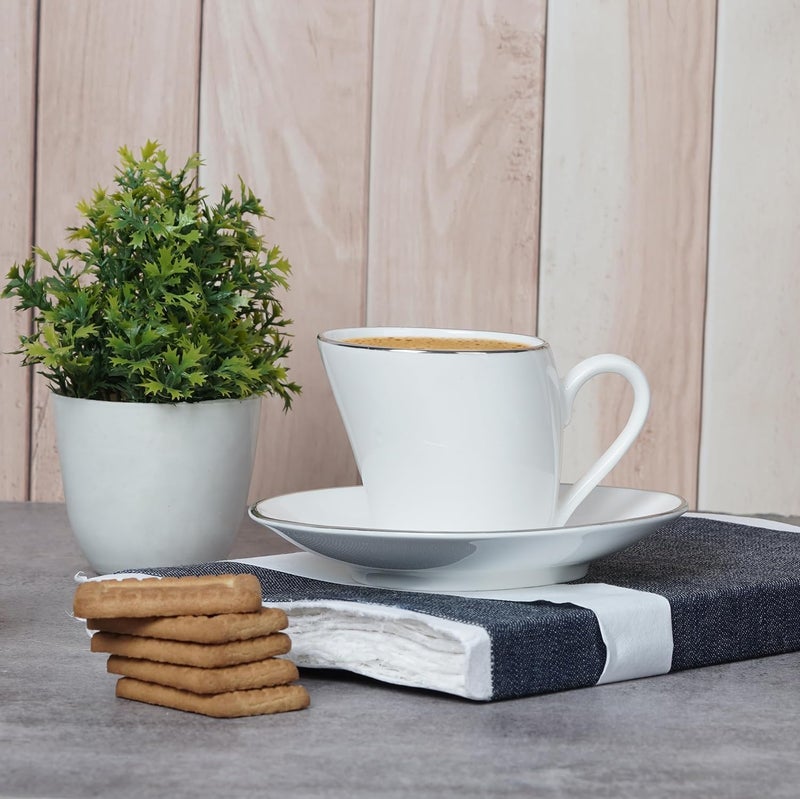 Dandy lines England by DATA Dandy Lines Lara Platinum Band 50001 Cups and Saucers Tea Cup and Saucer Set Mugs and Saucer Set for Tea CoffeePack of 12 - Image 3