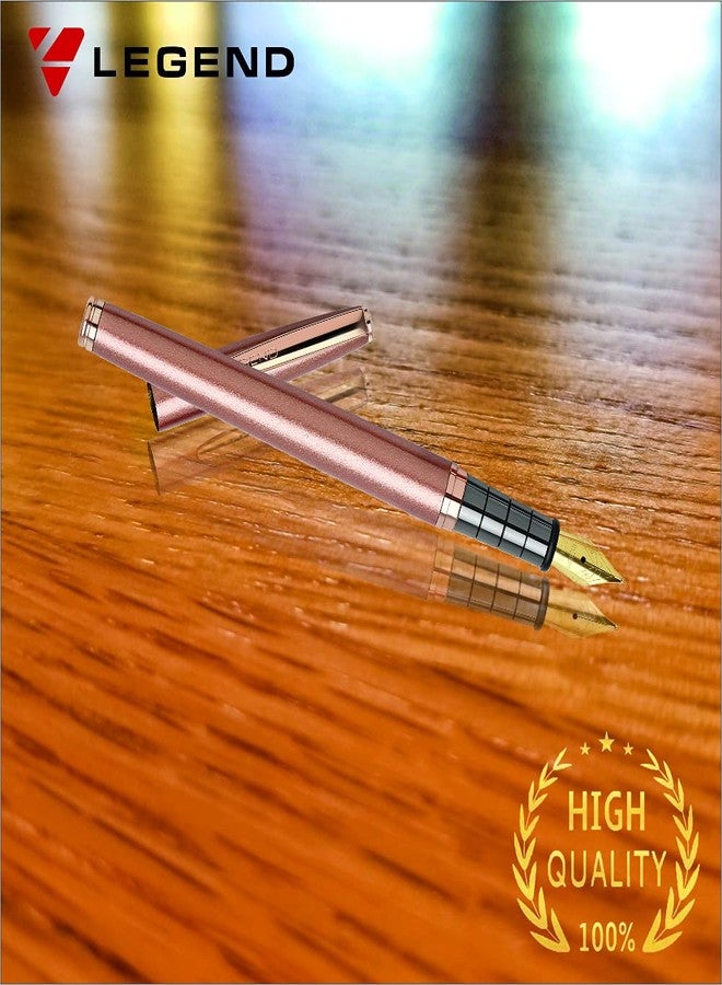 ليجند قلم حبر فاخر من المعدن (النحاس) من ليجند إبيك، أسود وذهبي وردي - طقم من قطعتين، حبر أزرق، حبر سلس التدفق، قلم كتابة كلاسيكي أنيق مناسب للمكتب والأعمال والهدايا الفاخرة - Image 3